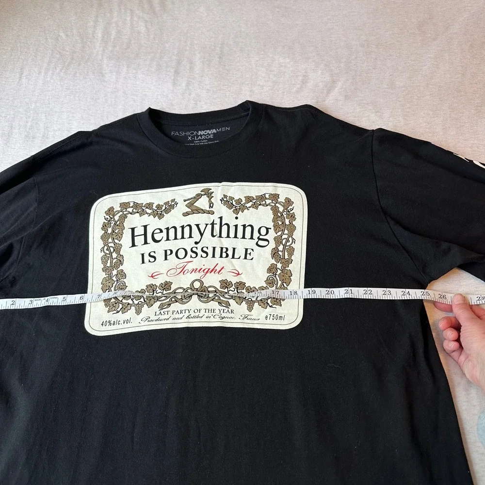 Fashion Nova Men Hennything Is Possible Long Sleeve Graphic Tee Black XL ML1323